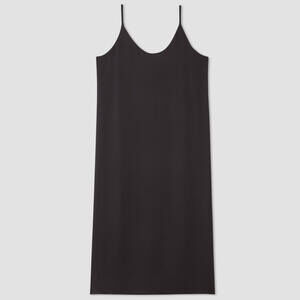 Everlane Women's Hammered Satin Slip Dress in Black, Size 8